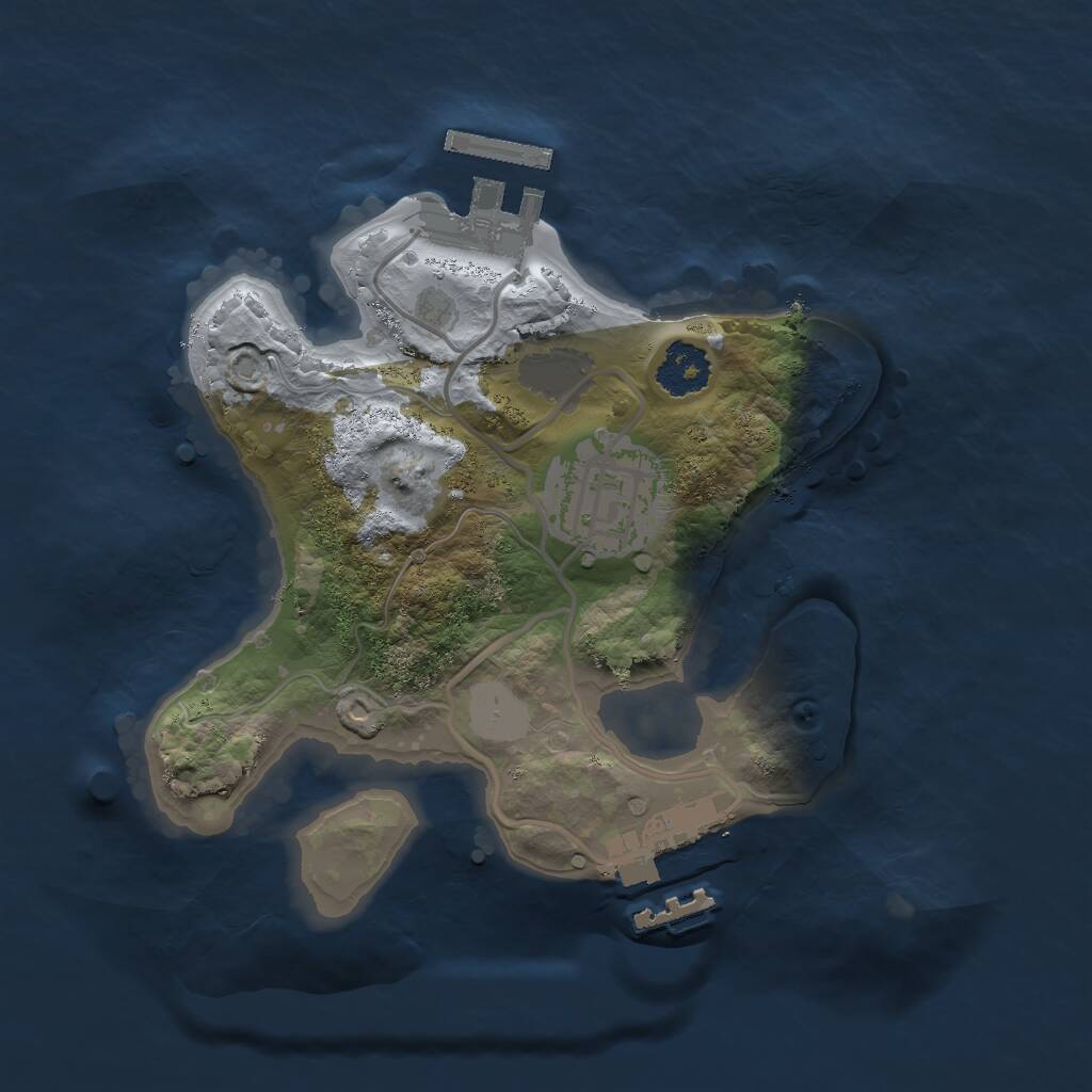 Rust Map: Procedural Map, Size: 2050, Seed: 32045, 4 Monuments