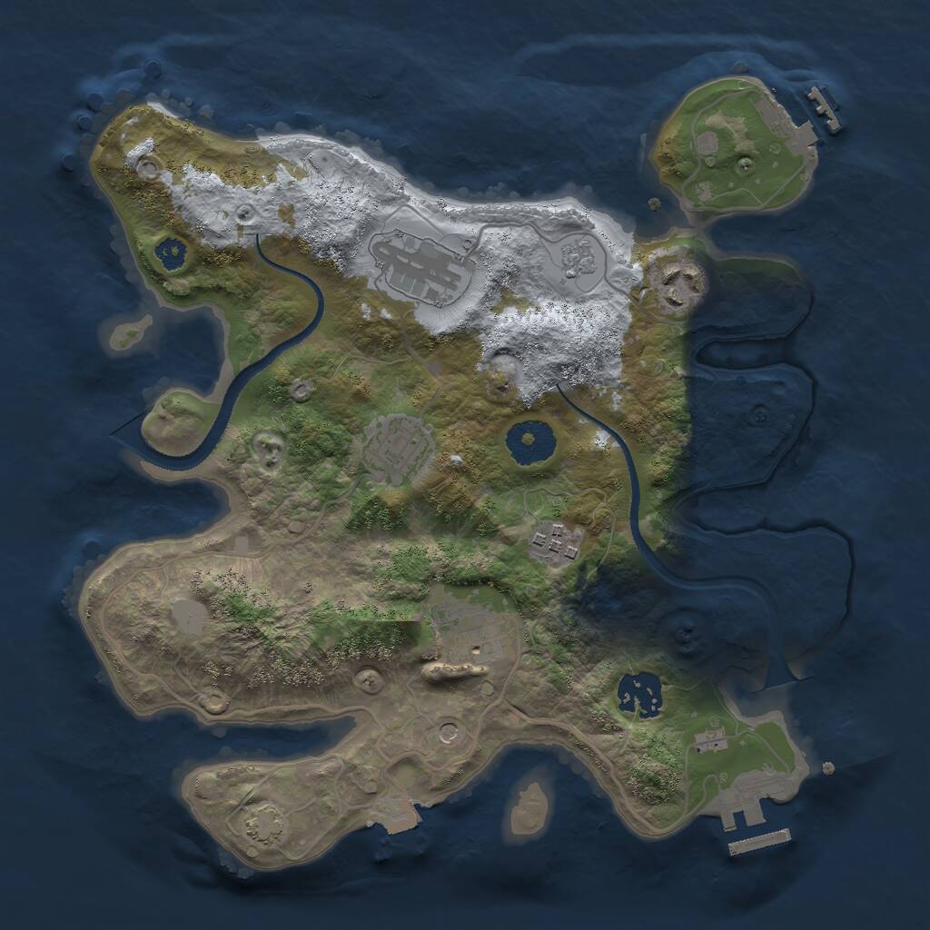 Rust Map: Procedural Map, Size: 3000, Seed: 43290, 12 Monuments