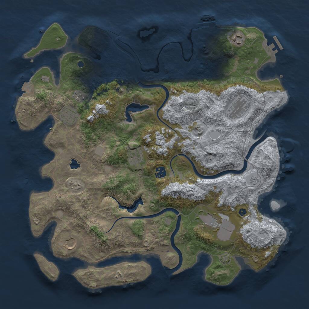 Rust Map: Procedural Map, Size: 4000, Seed: 85634213, 14 Monuments