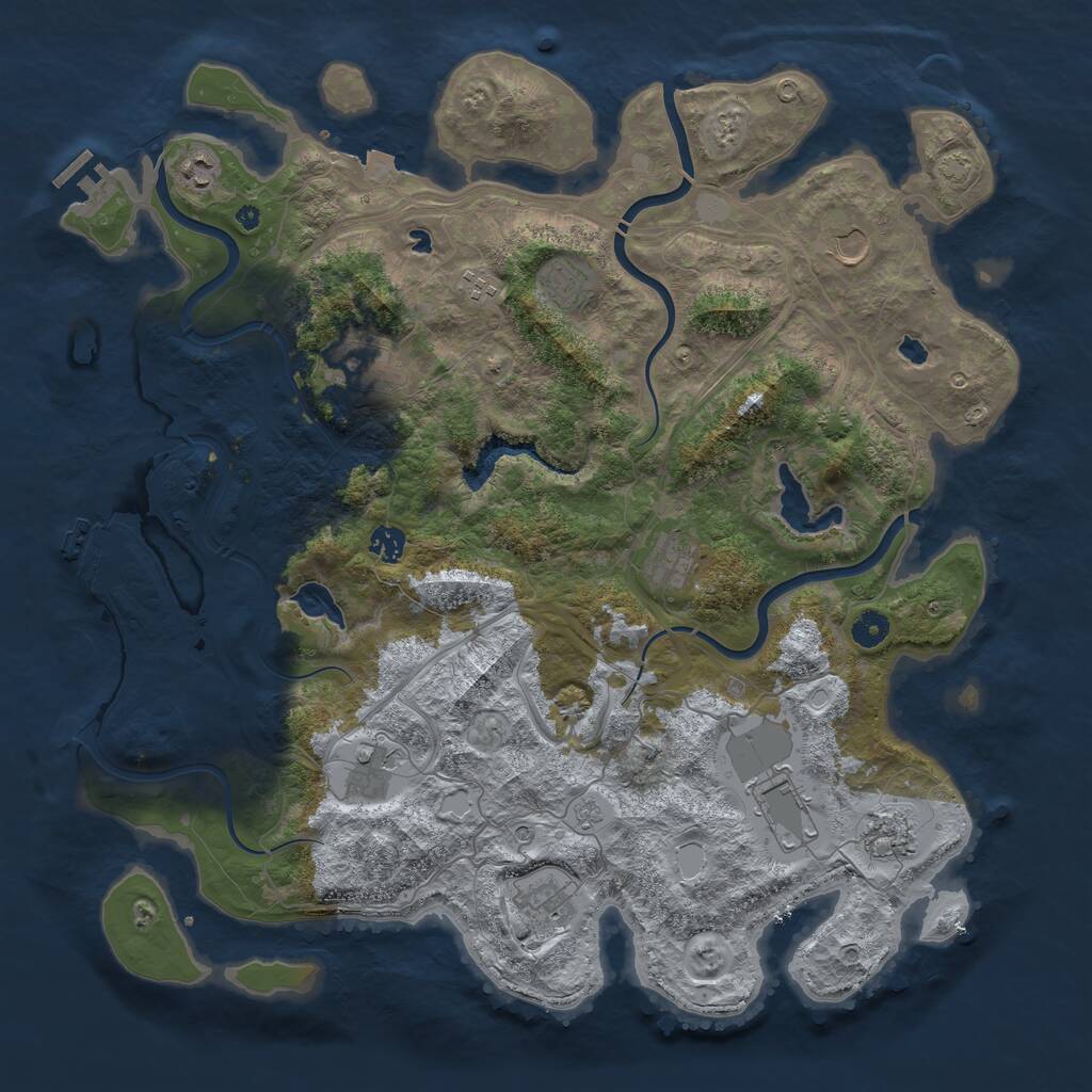 Rust Map: Procedural Map, Size: 4500, Seed: 802234422, 17 Monuments