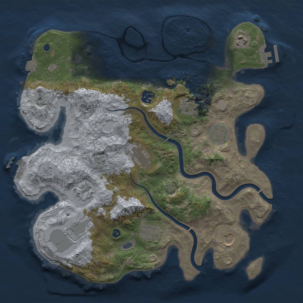 Rust Map: Procedural Map, Size: 3575, Seed: 27, 16 Monuments