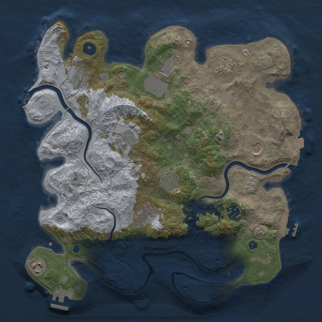 Rust Map: Procedural Map, Size: 3700, Seed: 1915101131, 16 Monuments