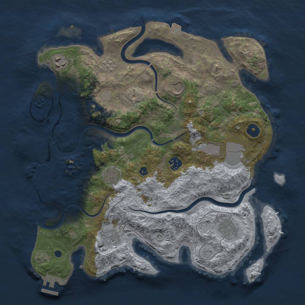 Rust Map: Procedural Map, Size: 3600, Seed: 204215, 14 Monuments