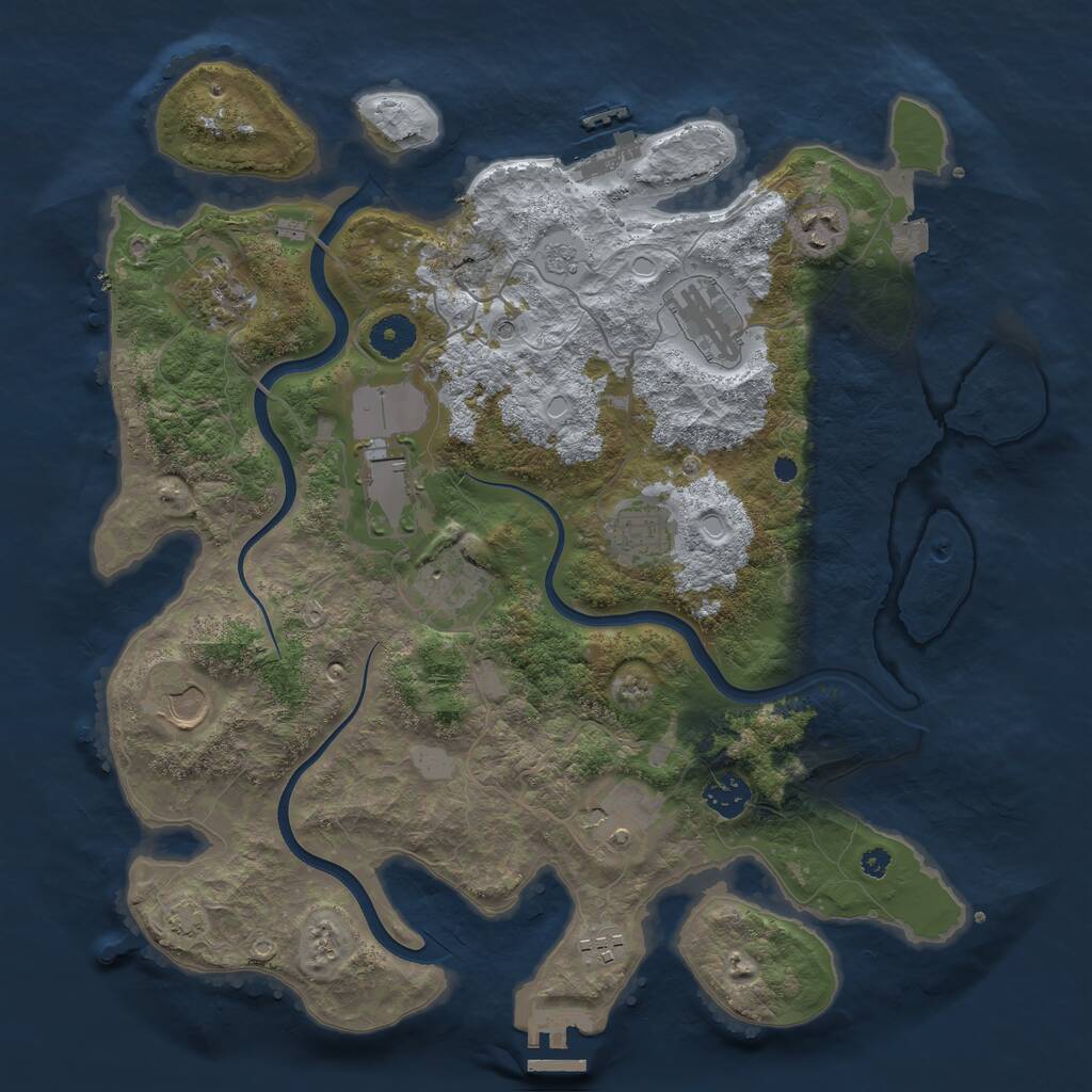 Rust Map: Procedural Map, Size: 3750, Seed: 1727844161, 16 Monuments