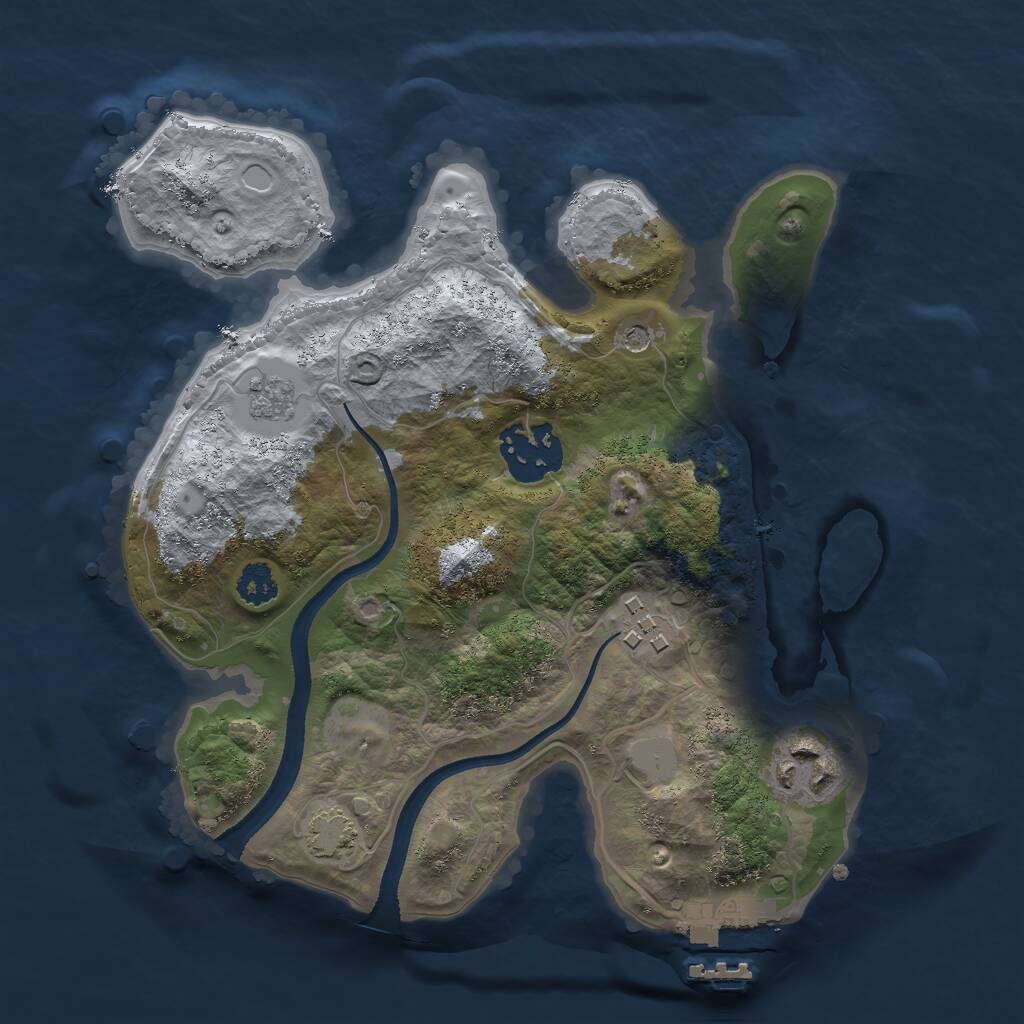 Rust Map: Procedural Map, Size: 2500, Seed: 1253558899, 8 Monuments