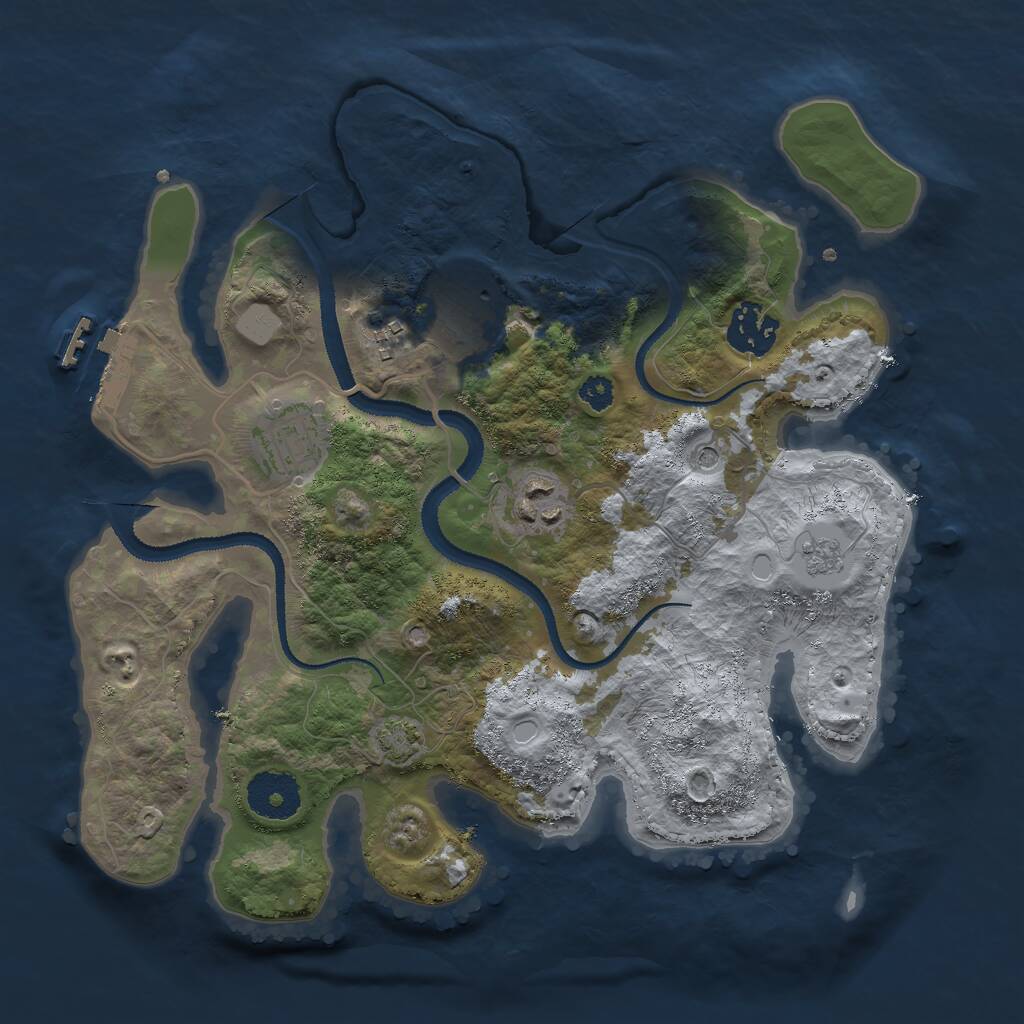 Rust Map: Procedural Map, Size: 3000, Seed: 19884, 10 Monuments