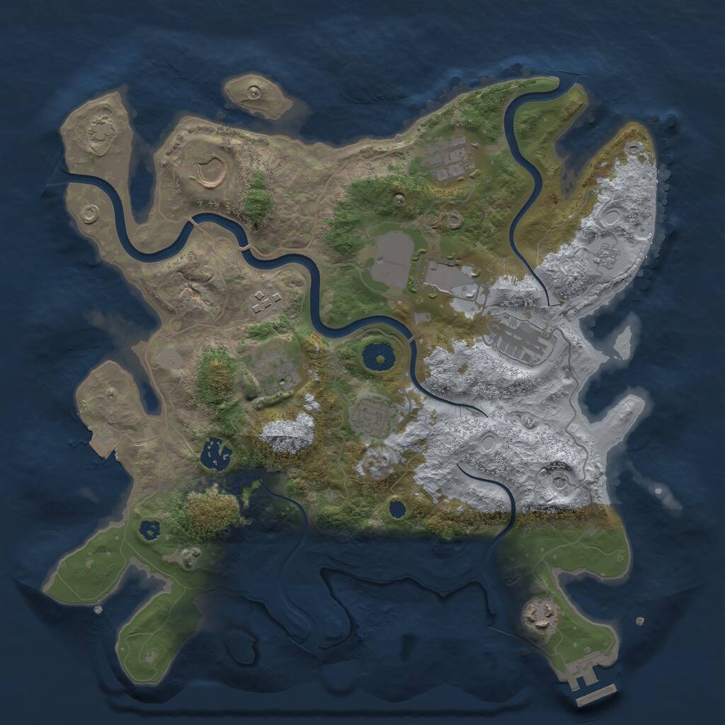 Rust Map: Procedural Map, Size: 3500, Seed: 24730611, 14 Monuments