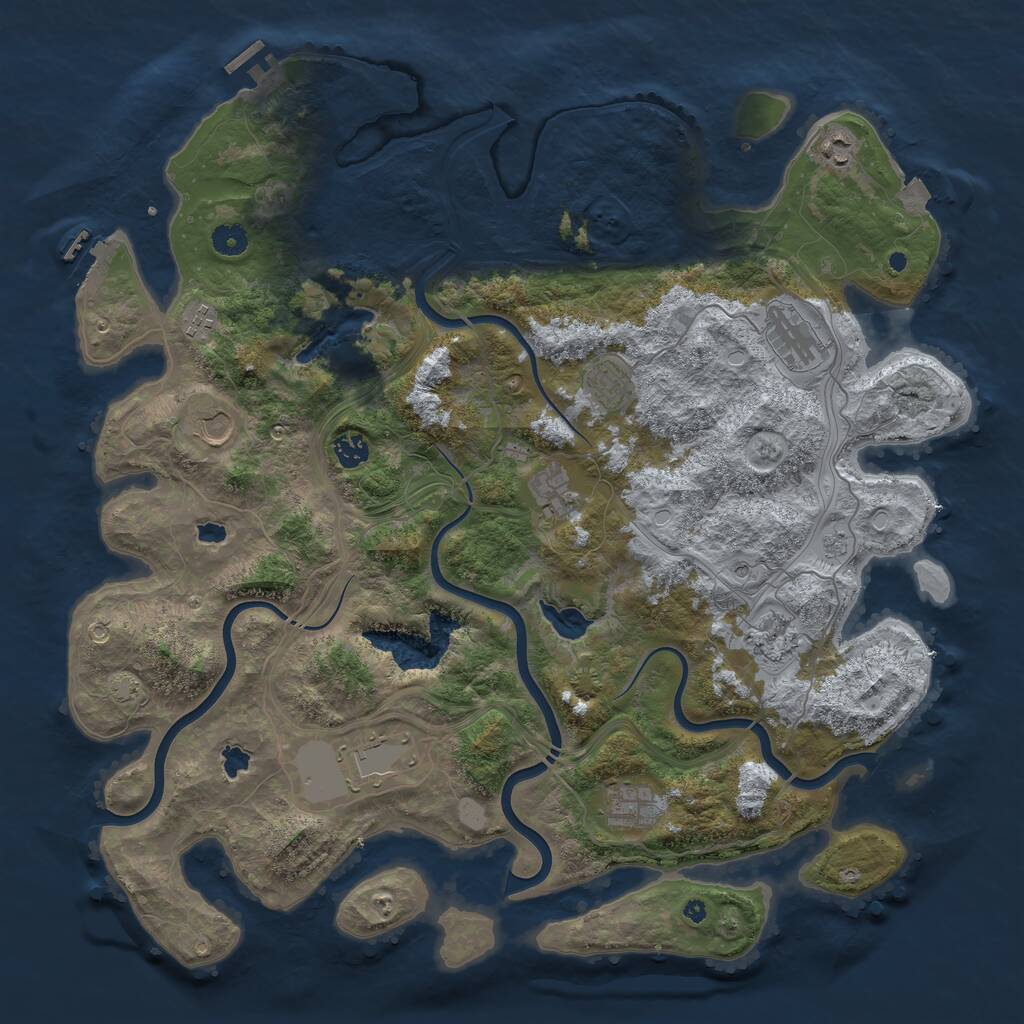 Rust Map: Procedural Map, Size: 4500, Seed: 54672839, 16 Monuments