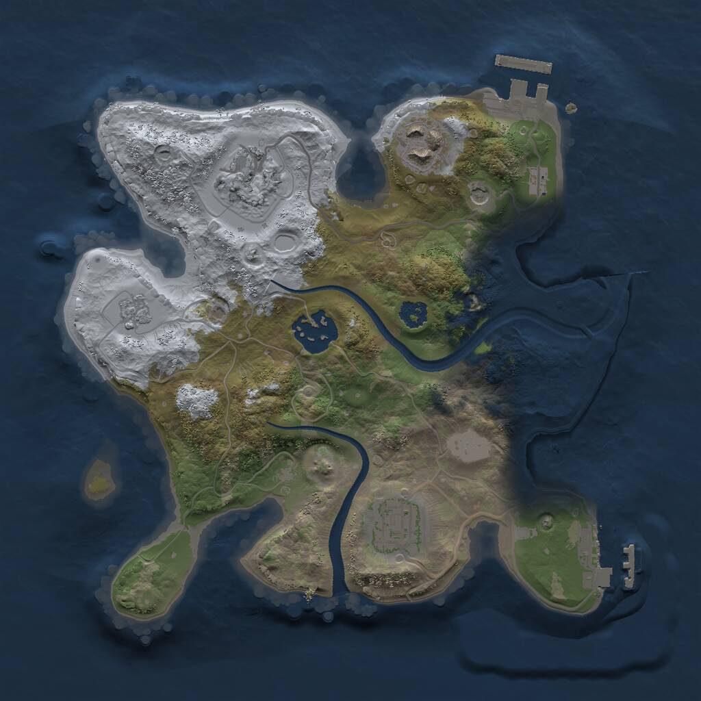 Rust Map: Procedural Map, Size: 2500, Seed: 531635546, 9 Monuments