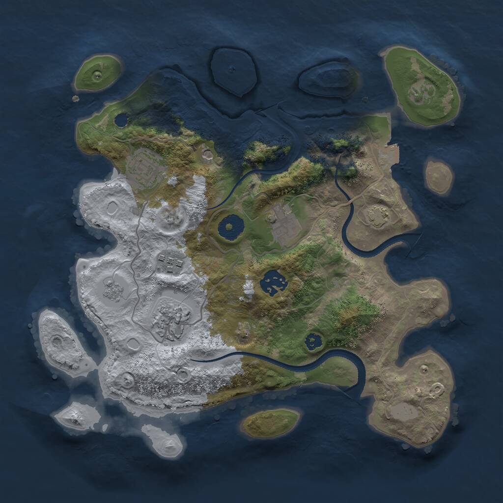 Rust Map: Procedural Map, Size: 3000, Seed: 17661, 9 Monuments