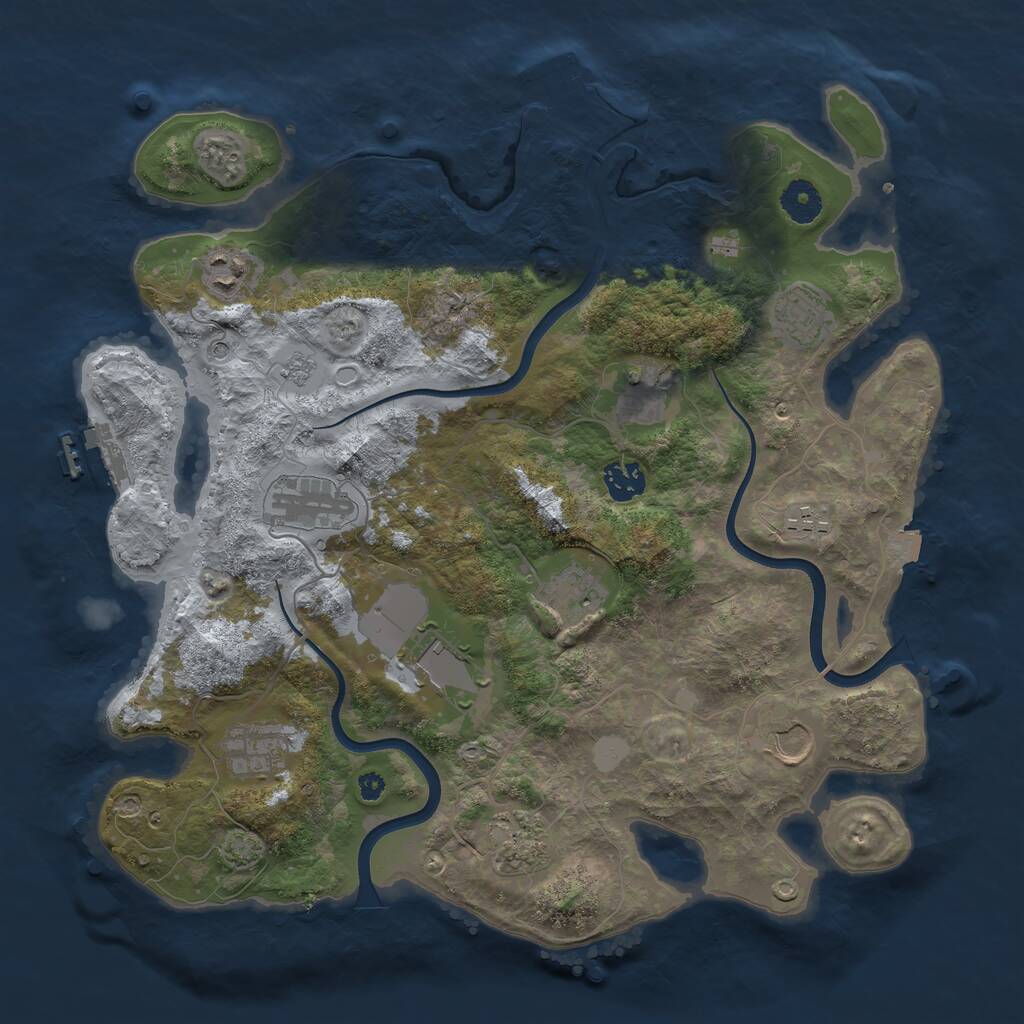 Rust Map: Procedural Map, Size: 3750, Seed: 1202933688, 17 Monuments