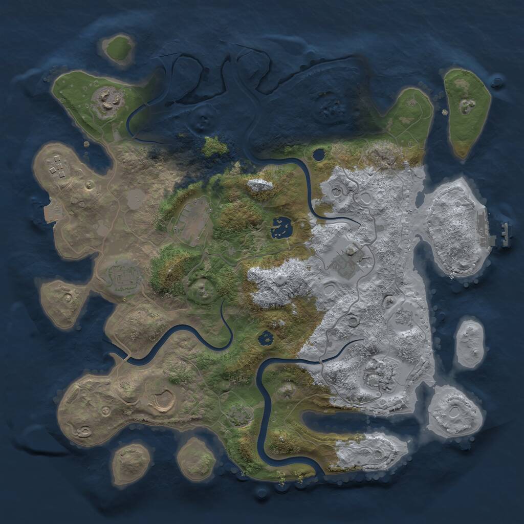 Rust Map: Procedural Map, Size: 3500, Seed: 81120, 13 Monuments