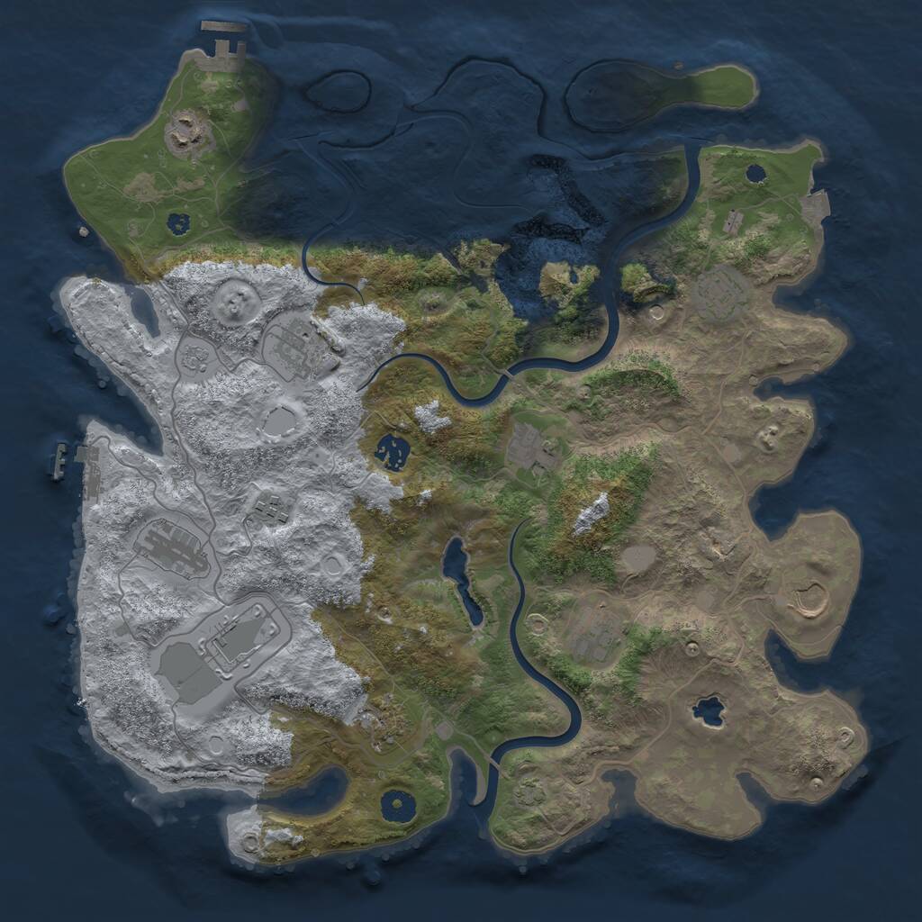 Rust Map: Procedural Map, Size: 4000, Seed: 2007529051, 17 Monuments