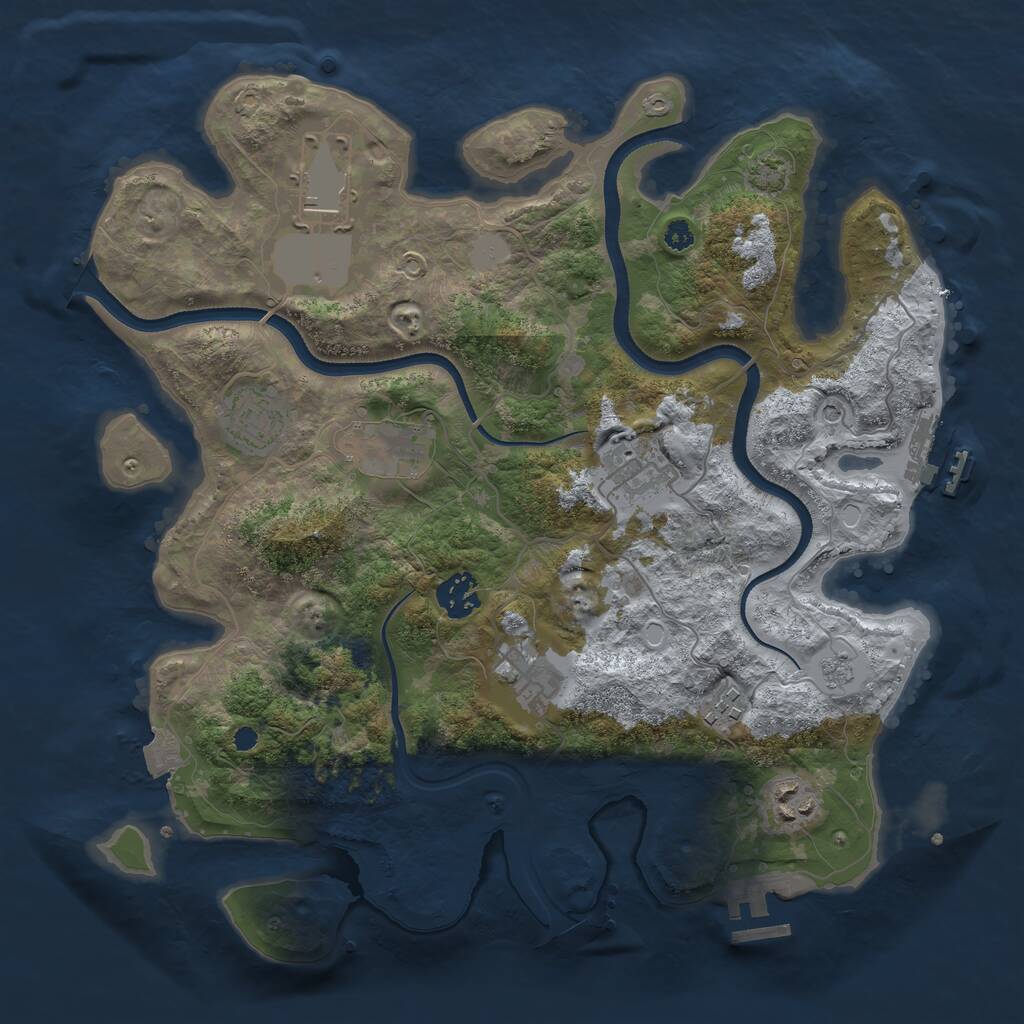 Rust Map: Procedural Map, Size: 3500, Seed: 368093248, 14 Monuments