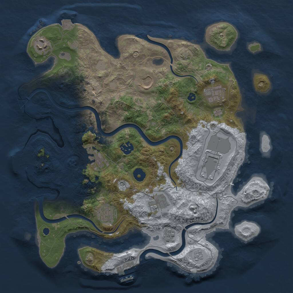 Rust Map: Procedural Map, Size: 3500, Seed: 353417458, 15 Monuments