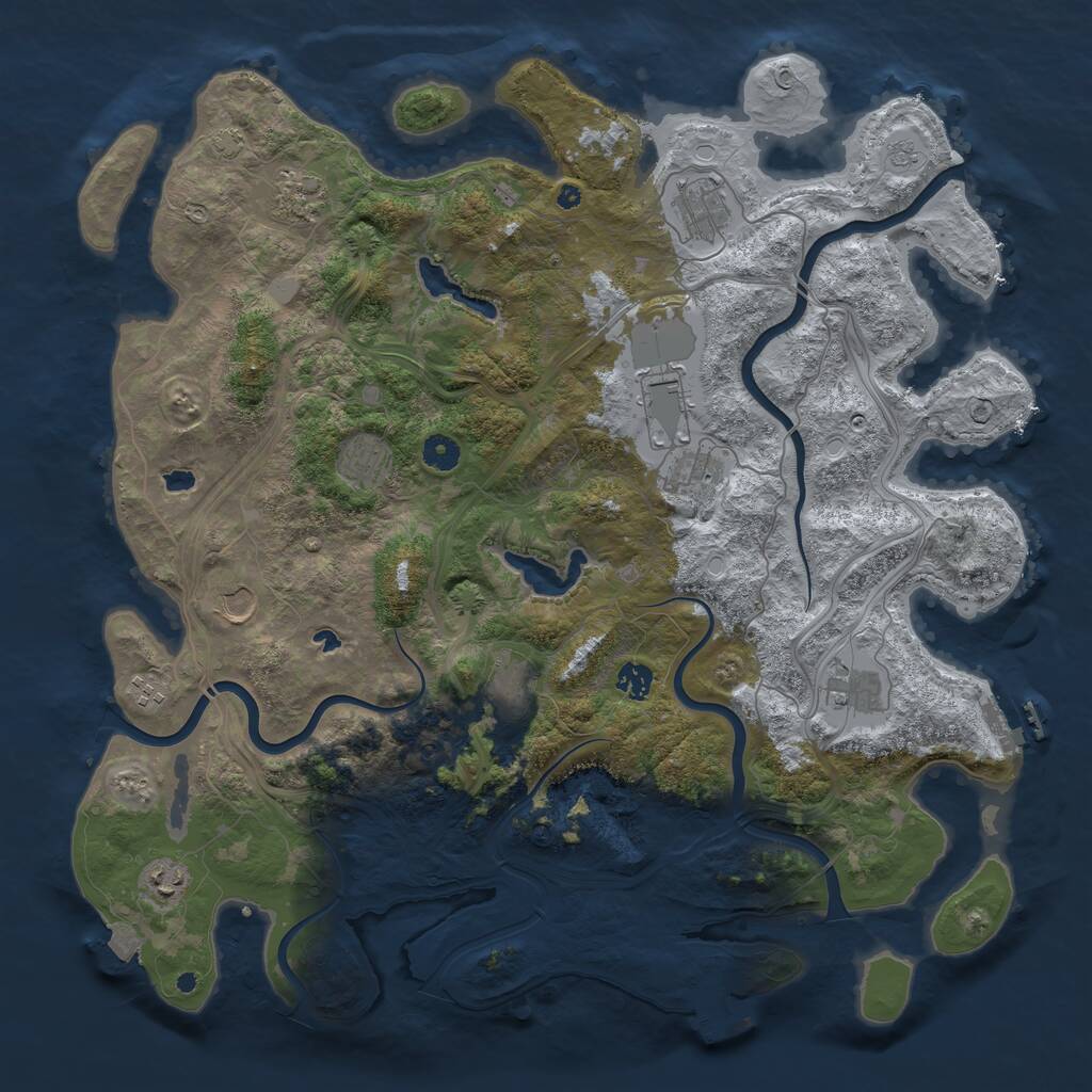 Rust Map: Procedural Map, Size: 4500, Seed: 180799077, 17 Monuments