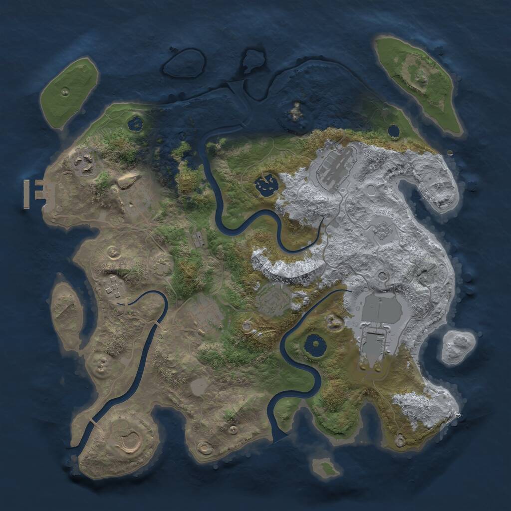Rust Map: Procedural Map, Size: 3500, Seed: 191256295, 14 Monuments
