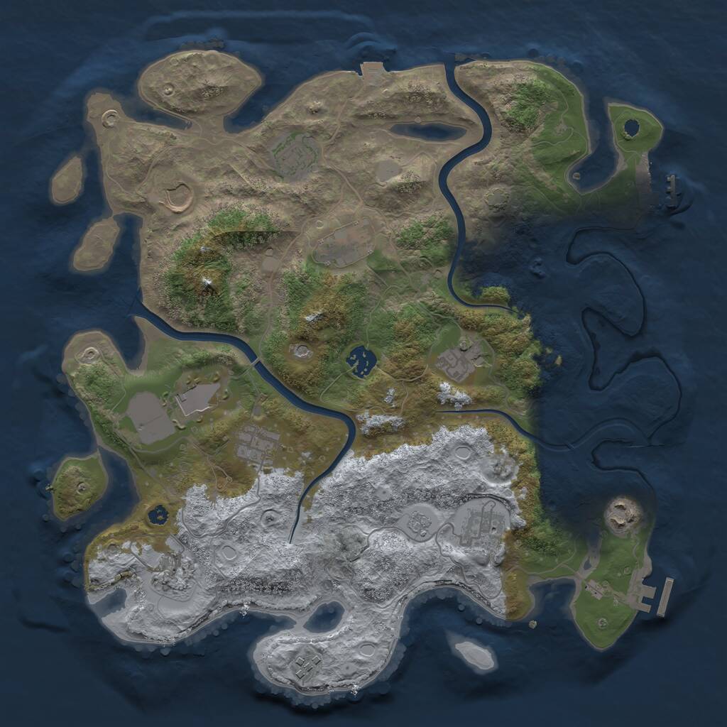 Rust Map: Procedural Map, Size: 3750, Seed: 424788856, 17 Monuments