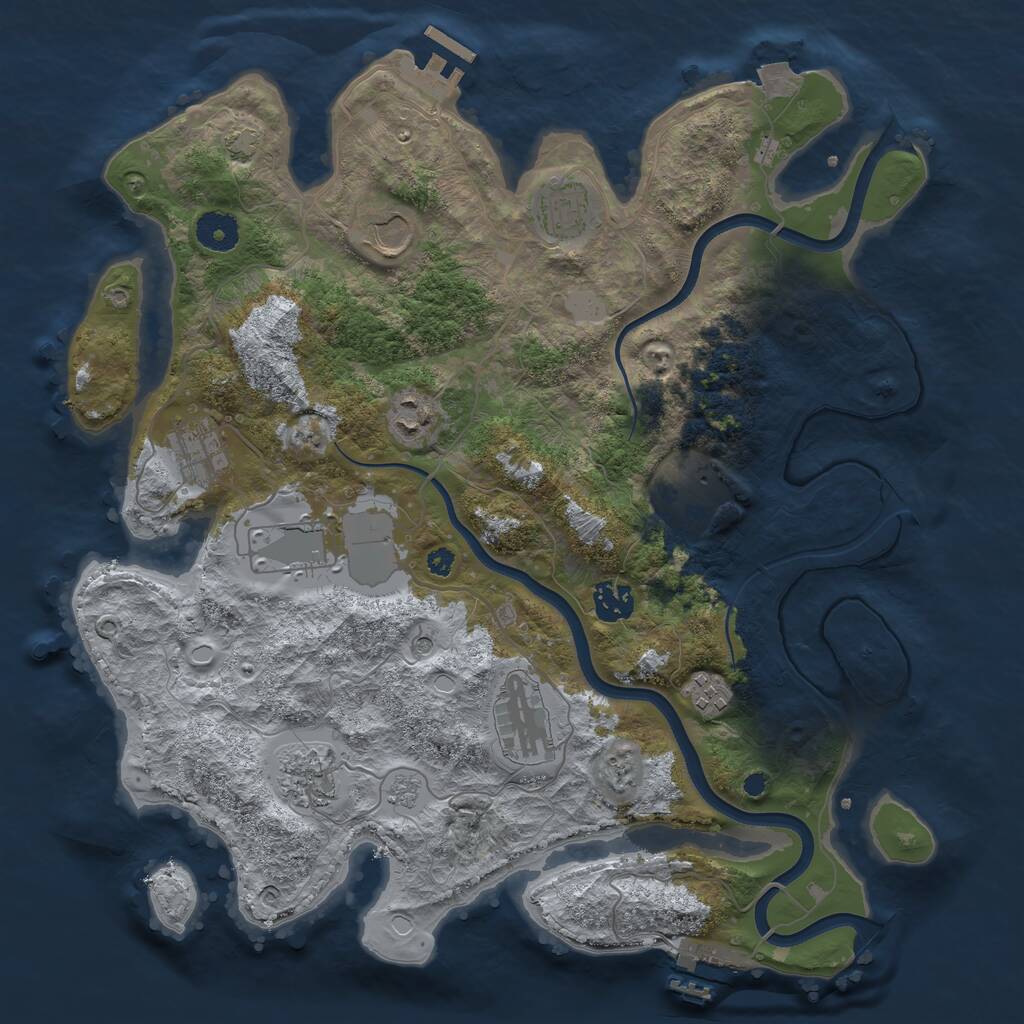 Rust Map: Procedural Map, Size: 3700, Seed: 1740440464, 16 Monuments