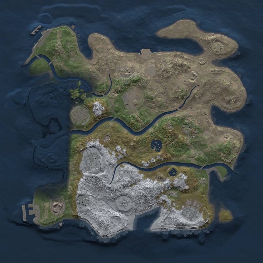 Rust Map: Procedural Map, Size: 3300, Seed: 2084808768, 14 Monuments