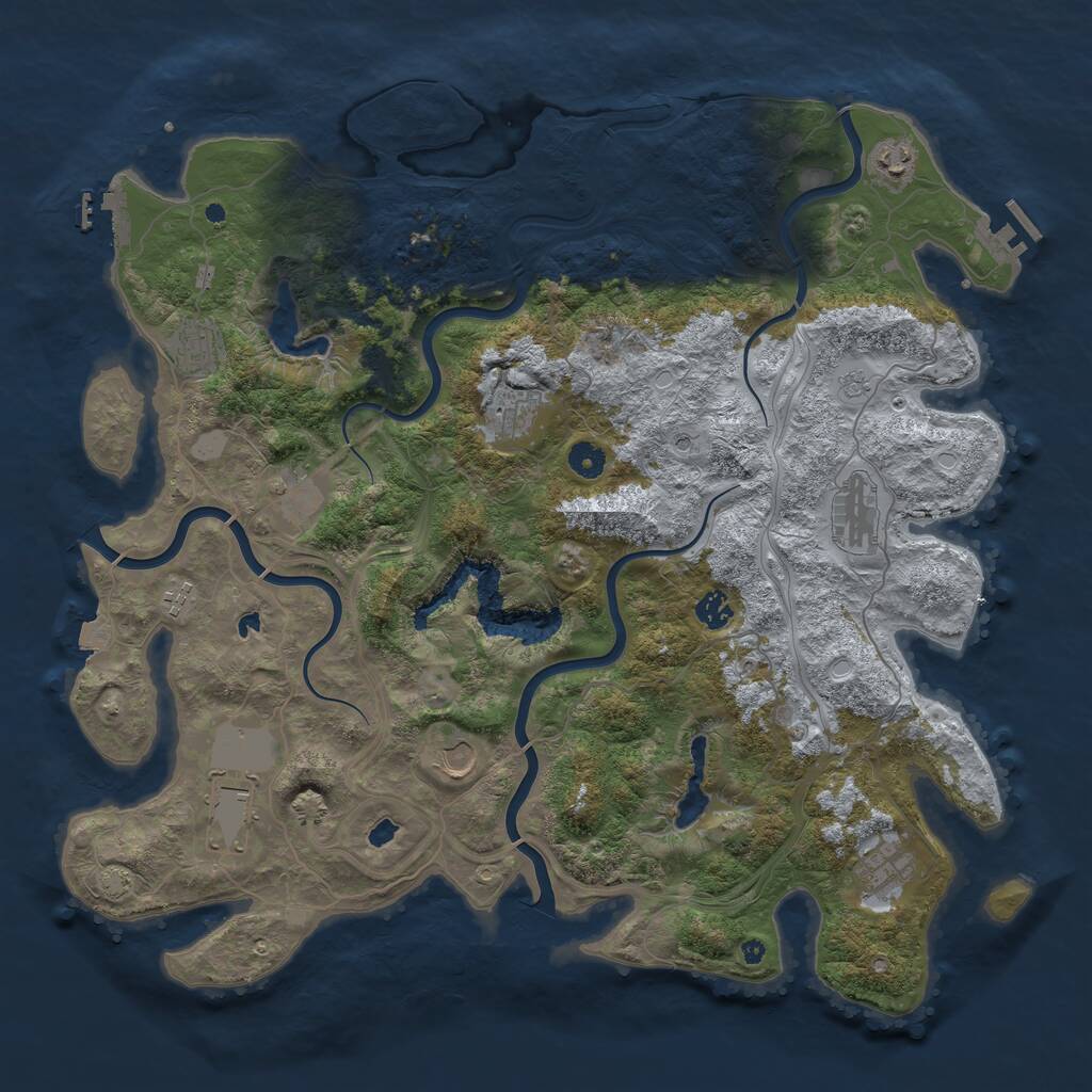 Rust Map: Procedural Map, Size: 4500, Seed: 23281746, 16 Monuments