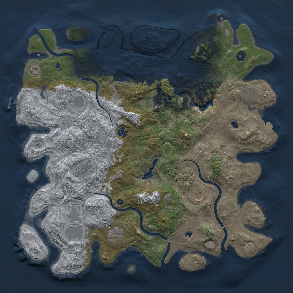 Rust Map: Procedural Map, Size: 4500, Seed: 298528410, 16 Monuments