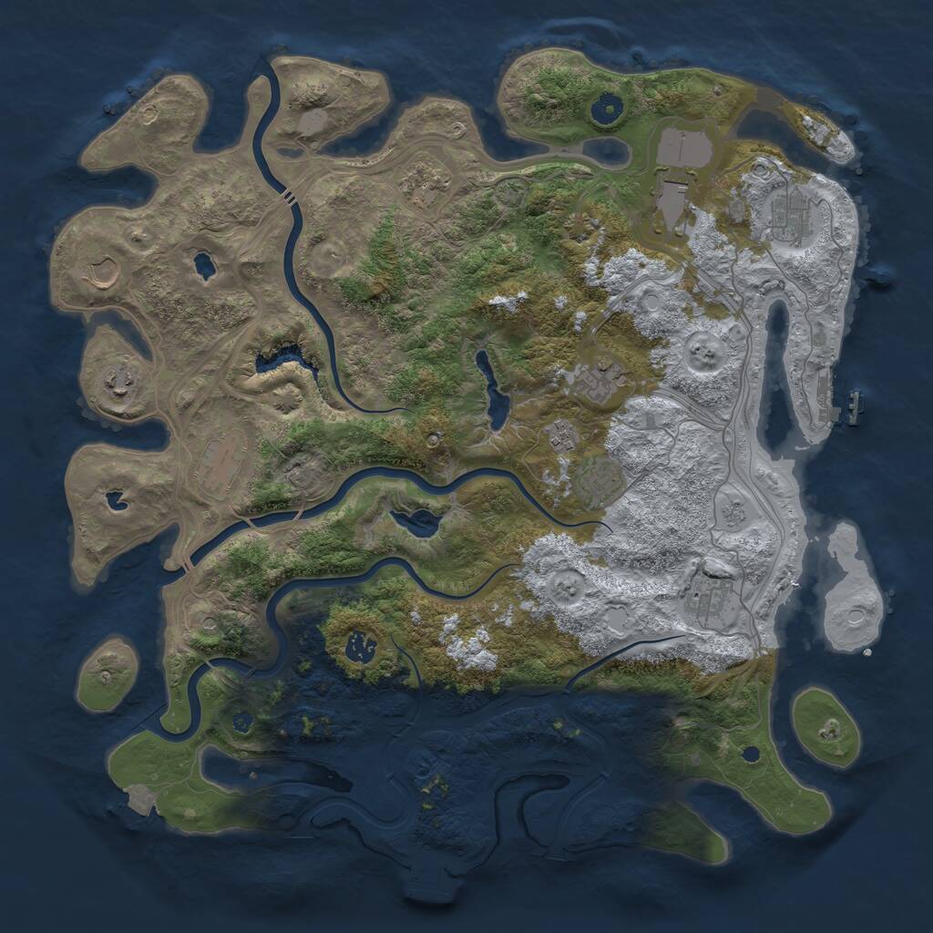 Rust Map: Procedural Map, Size: 4500, Seed: 1566442616, 17 Monuments