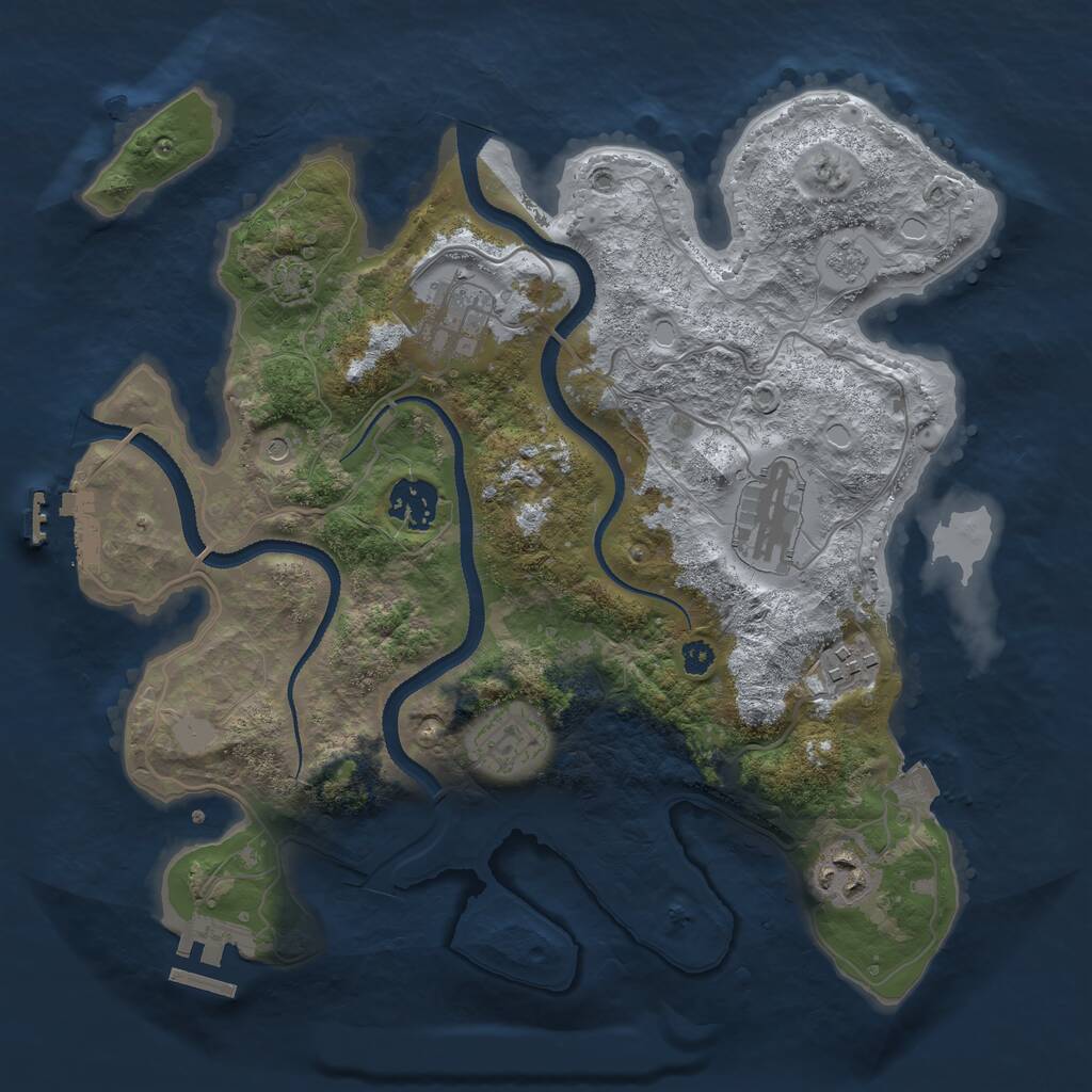 Rust Map: Procedural Map, Size: 3250, Seed: 791823964, 12 Monuments