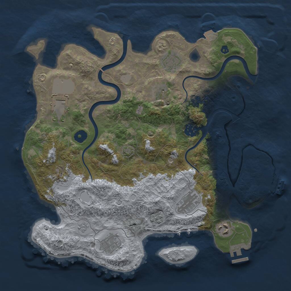 Rust Map: Procedural Map, Size: 3500, Seed: 879666, 15 Monuments