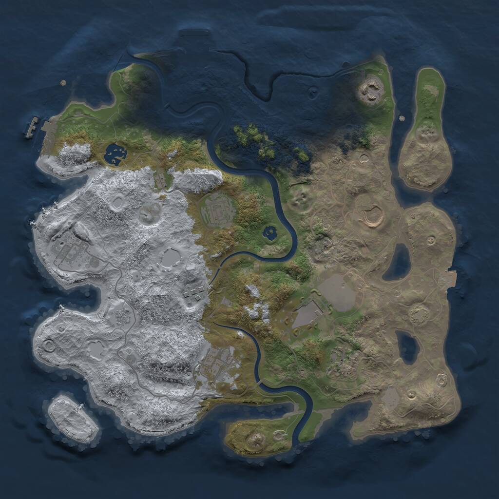 Rust Map: Procedural Map, Size: 3500, Seed: 1973548089, 15 Monuments