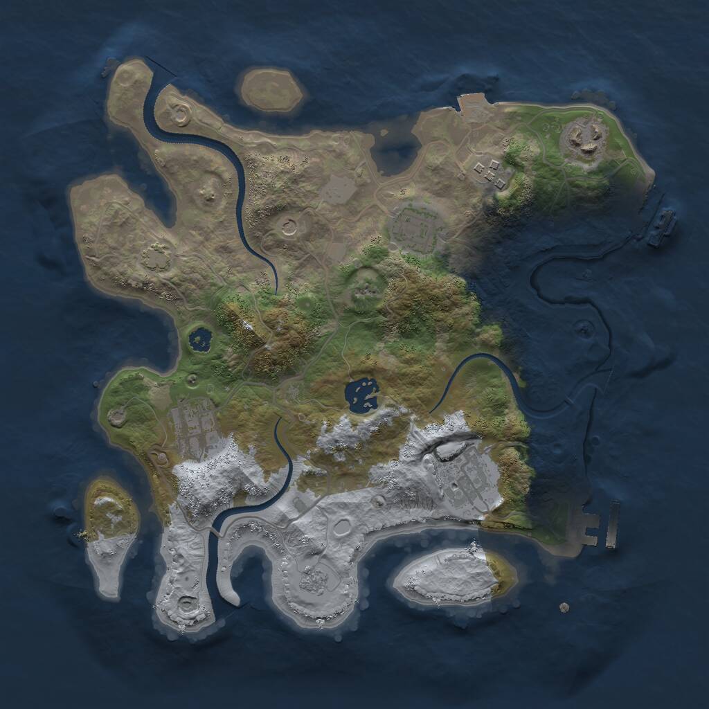 Rust Map: Procedural Map, Size: 3000, Seed: 1235217890, 12 Monuments