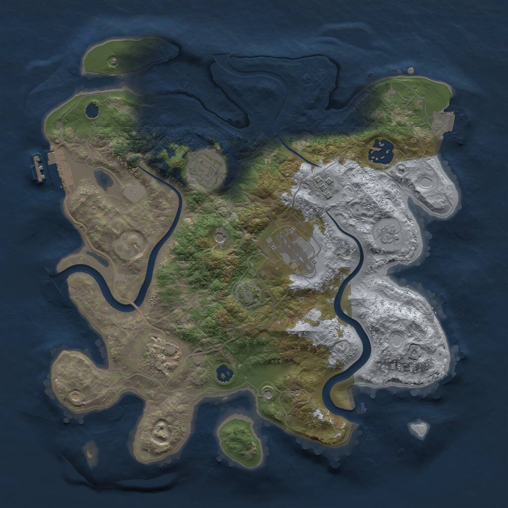 Rust Map: Procedural Map, Size: 3000, Seed: 1954465142, 10 Monuments