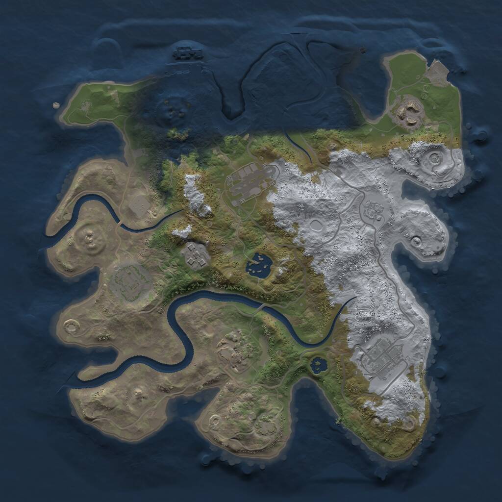 Rust Map: Procedural Map, Size: 3000, Seed: 14056, 12 Monuments