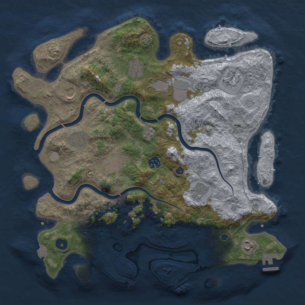 Rust Map: Procedural Map, Size: 3900, Seed: 28697, 16 Monuments