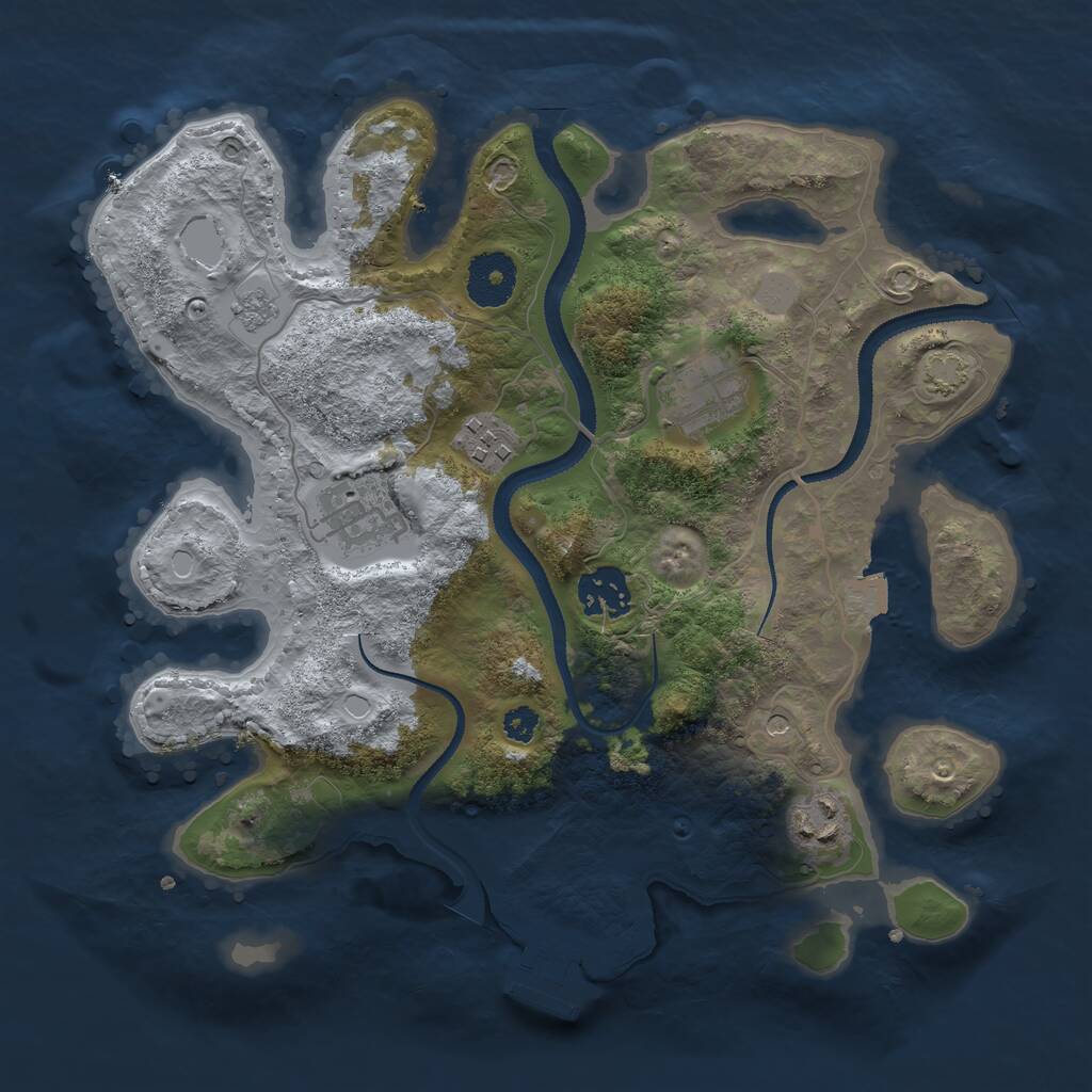Rust Map: Procedural Map, Size: 3100, Seed: 1824174326, 10 Monuments