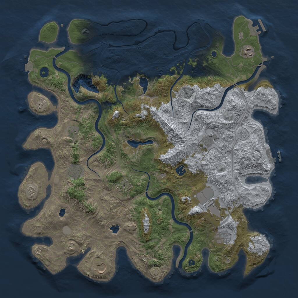 Rust Map: Procedural Map, Size: 4500, Seed: 14056, 16 Monuments