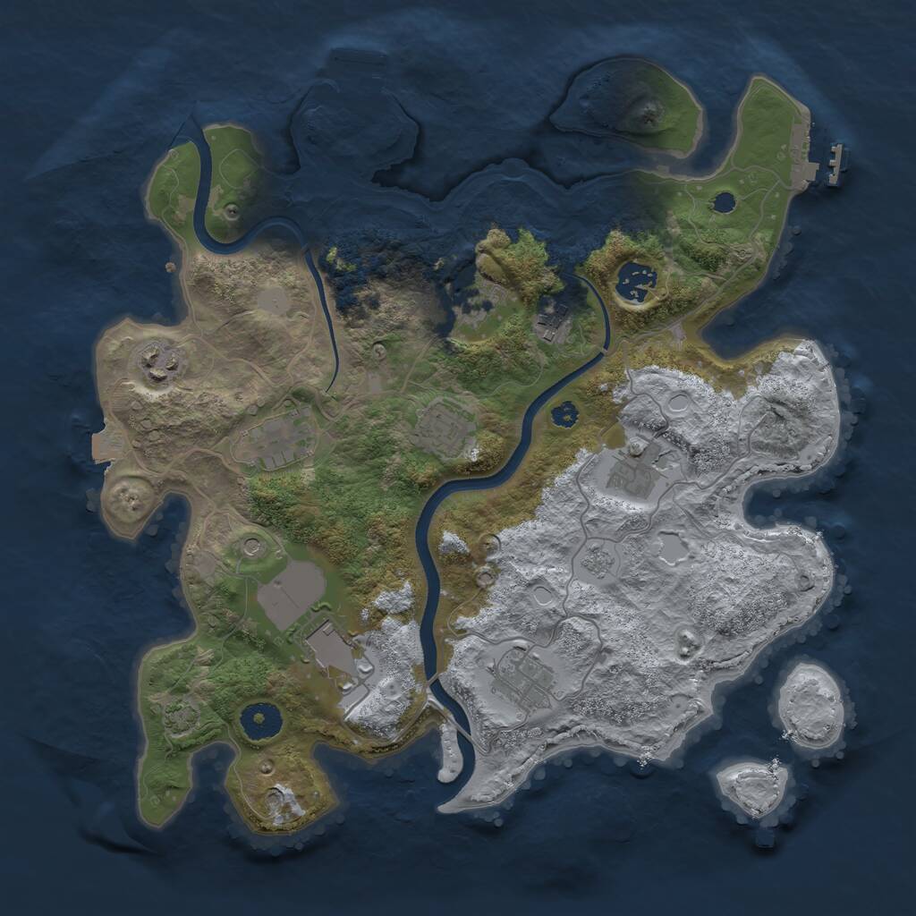 Rust Map: Procedural Map, Size: 3500, Seed: 1376674452, 15 Monuments