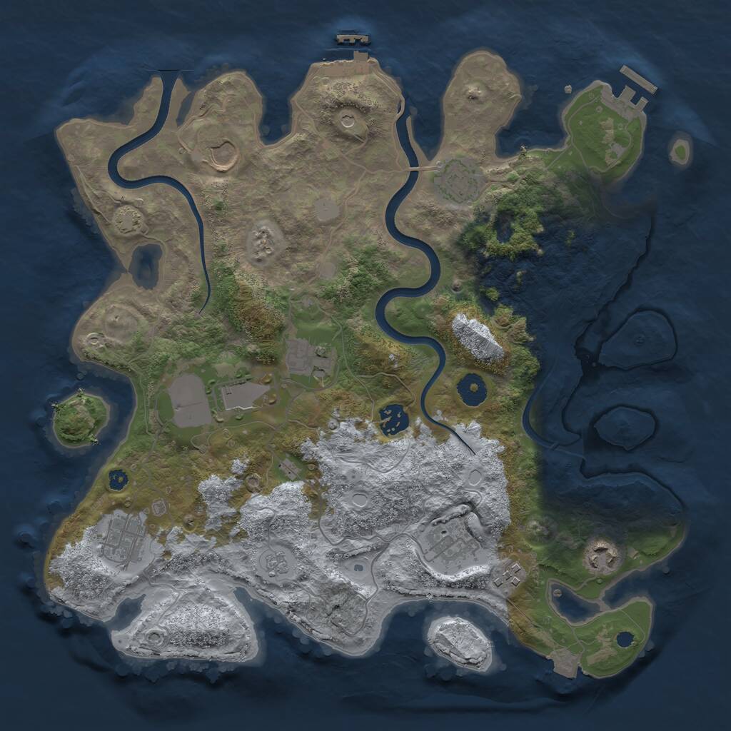 Rust Map: Procedural Map, Size: 3600, Seed: 2027777982, 15 Monuments
