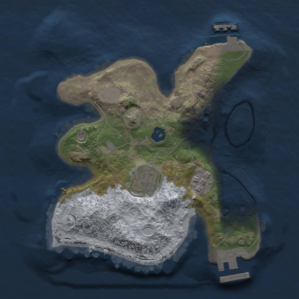Rust Map: Procedural Map, Size: 2050, Seed: 1929843200, 5 Monuments
