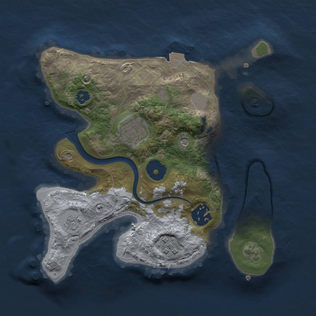 Rust Map: Procedural Map, Size: 2400, Seed: 32084935, 6 Monuments