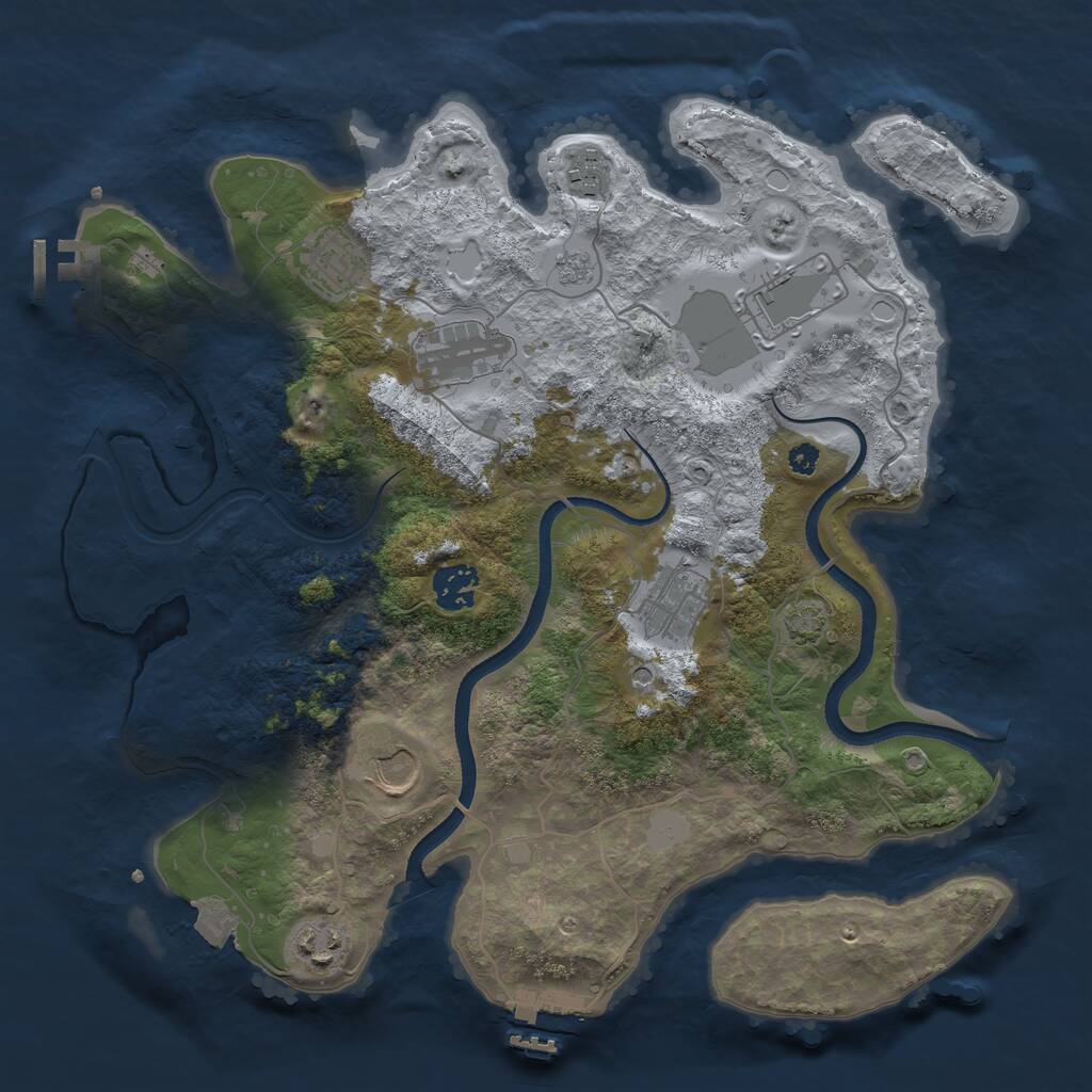 Rust Map: Procedural Map, Size: 3500, Seed: 205954510, 14 Monuments