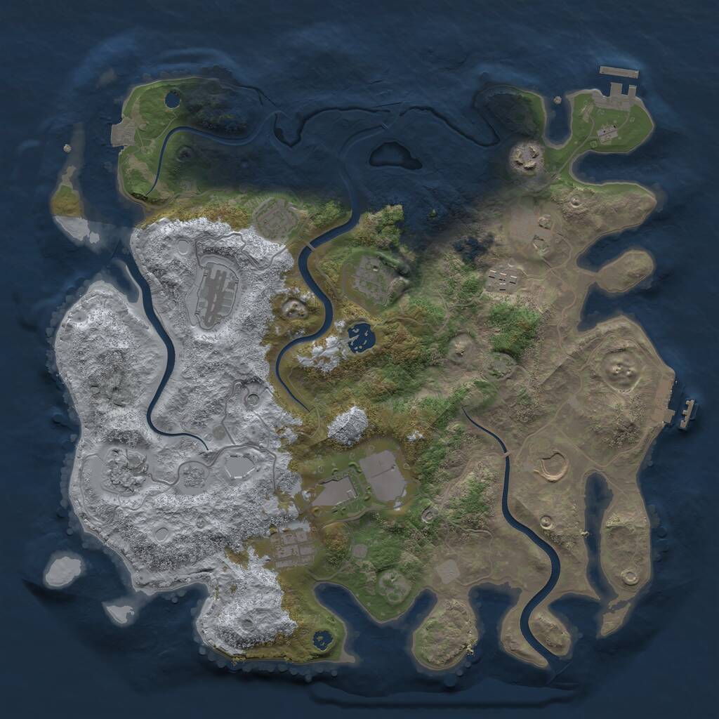 Rust Map: Procedural Map, Size: 3750, Seed: 649163833, 17 Monuments