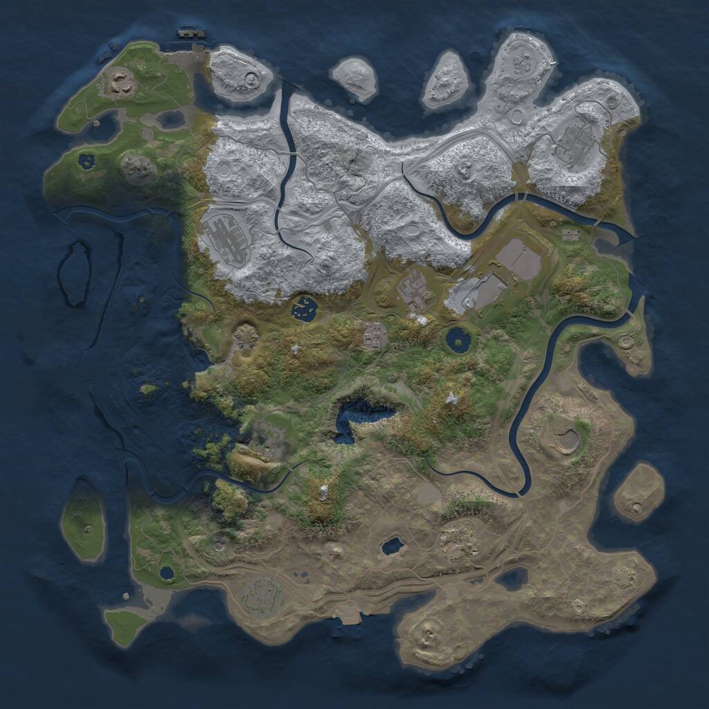 Rust Map: Procedural Map, Size: 4250, Seed: 1191299796, 17 Monuments