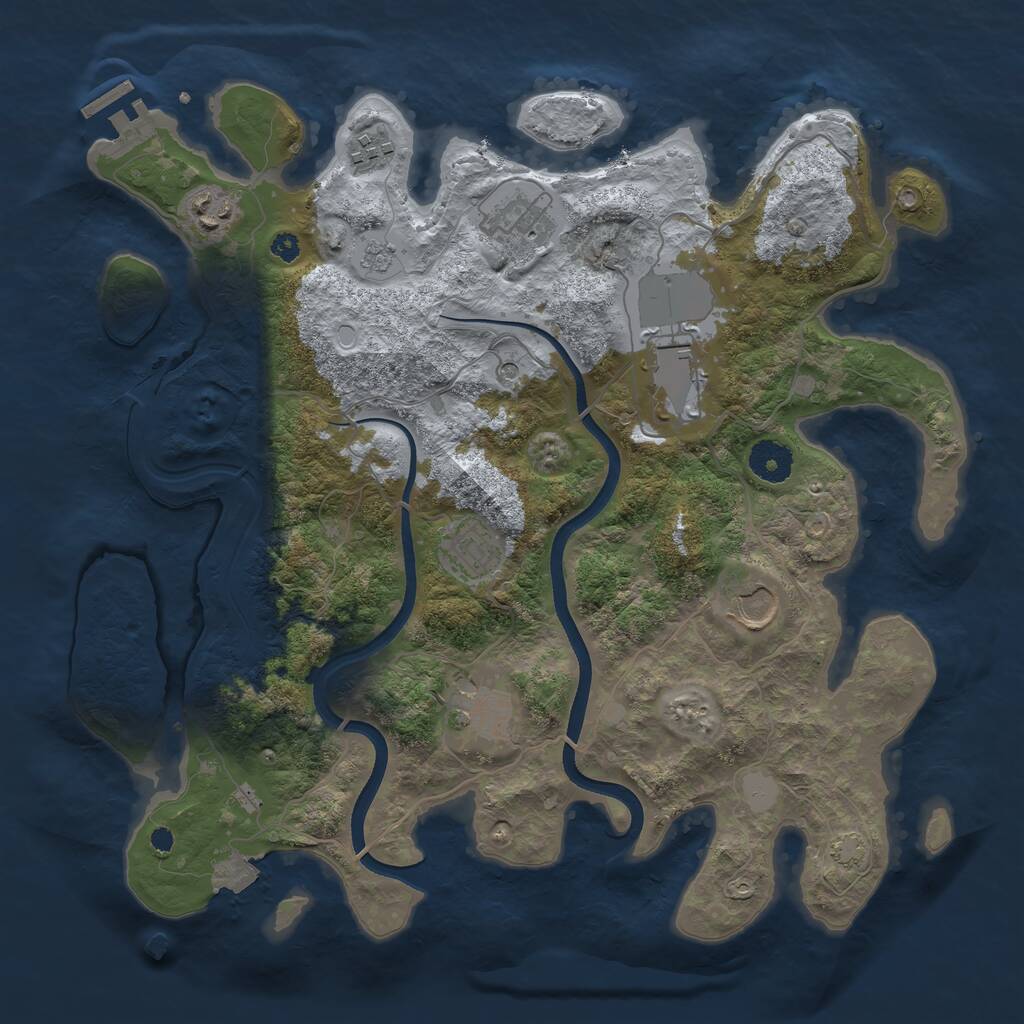 Rust Map: Procedural Map, Size: 3600, Seed: 186, 12 Monuments