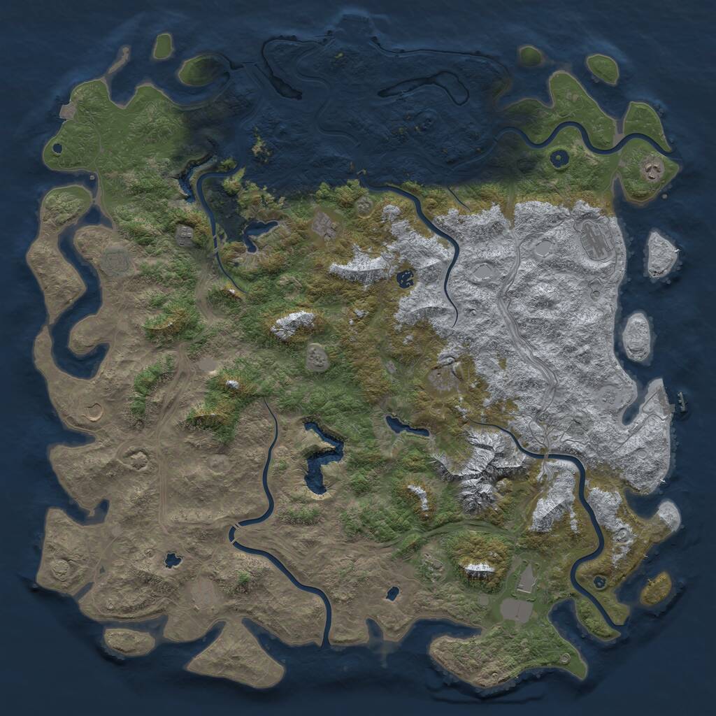 Rust Map: Procedural Map, Size: 6000, Seed: 1963257595, 17 Monuments