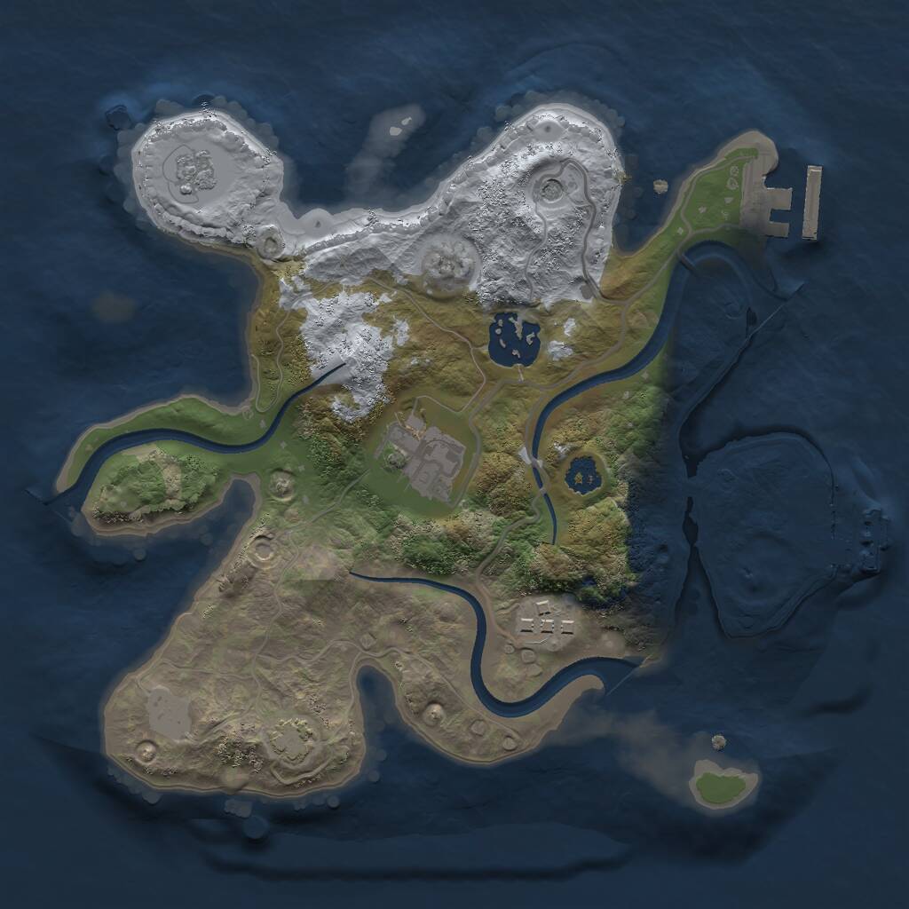 Rust Map: Procedural Map, Size: 2500, Seed: 125436, 9 Monuments