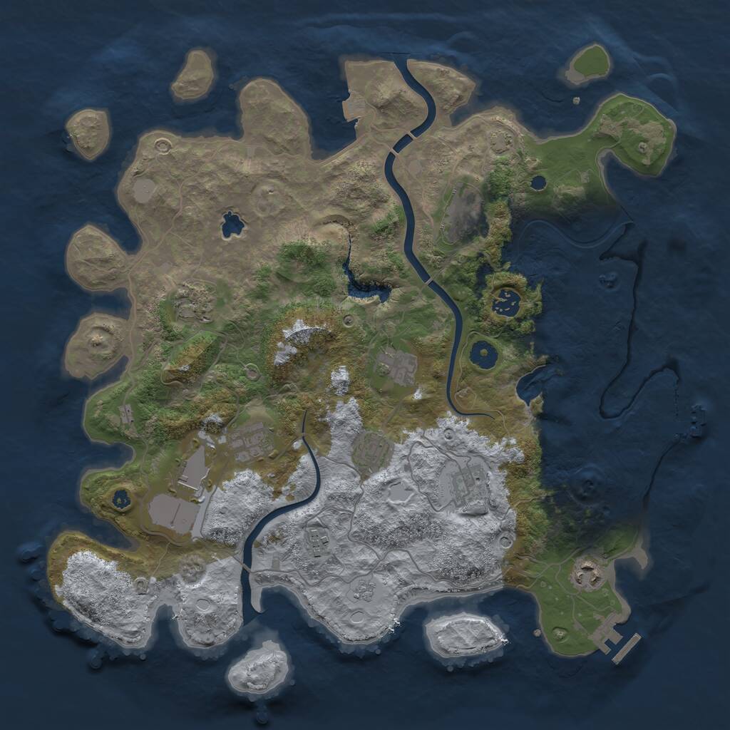 Rust Map: Procedural Map, Size: 4000, Seed: 100444609, 16 Monuments
