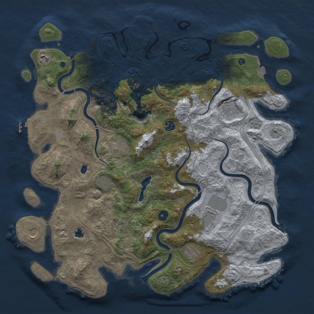 Rust Map: Procedural Map, Size: 4500, Seed: 795027068, 16 Monuments
