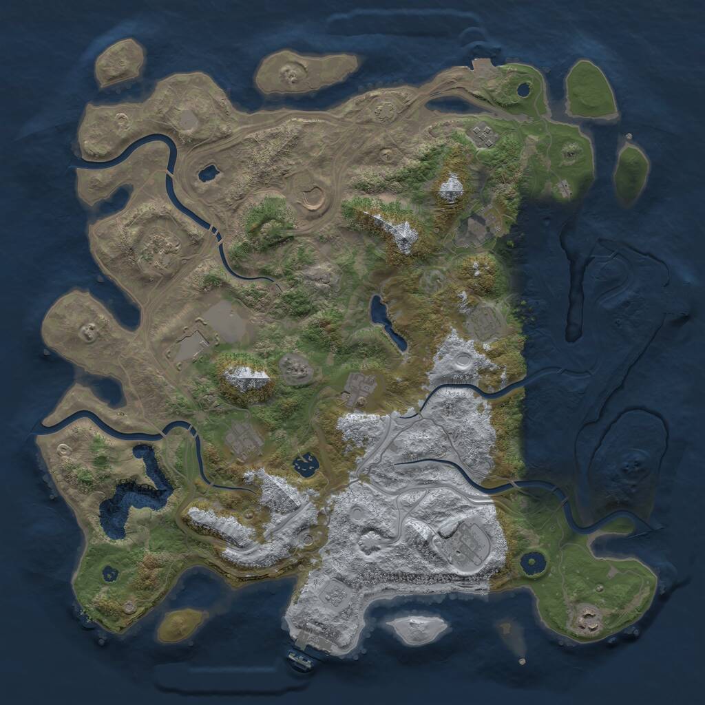 Rust Map: Procedural Map, Size: 4400, Seed: 55634322, 17 Monuments