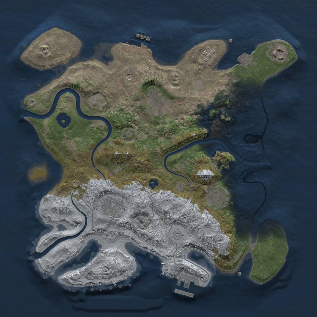 Rust Map: Procedural Map, Size: 3300, Seed: 1412331251, 11 Monuments